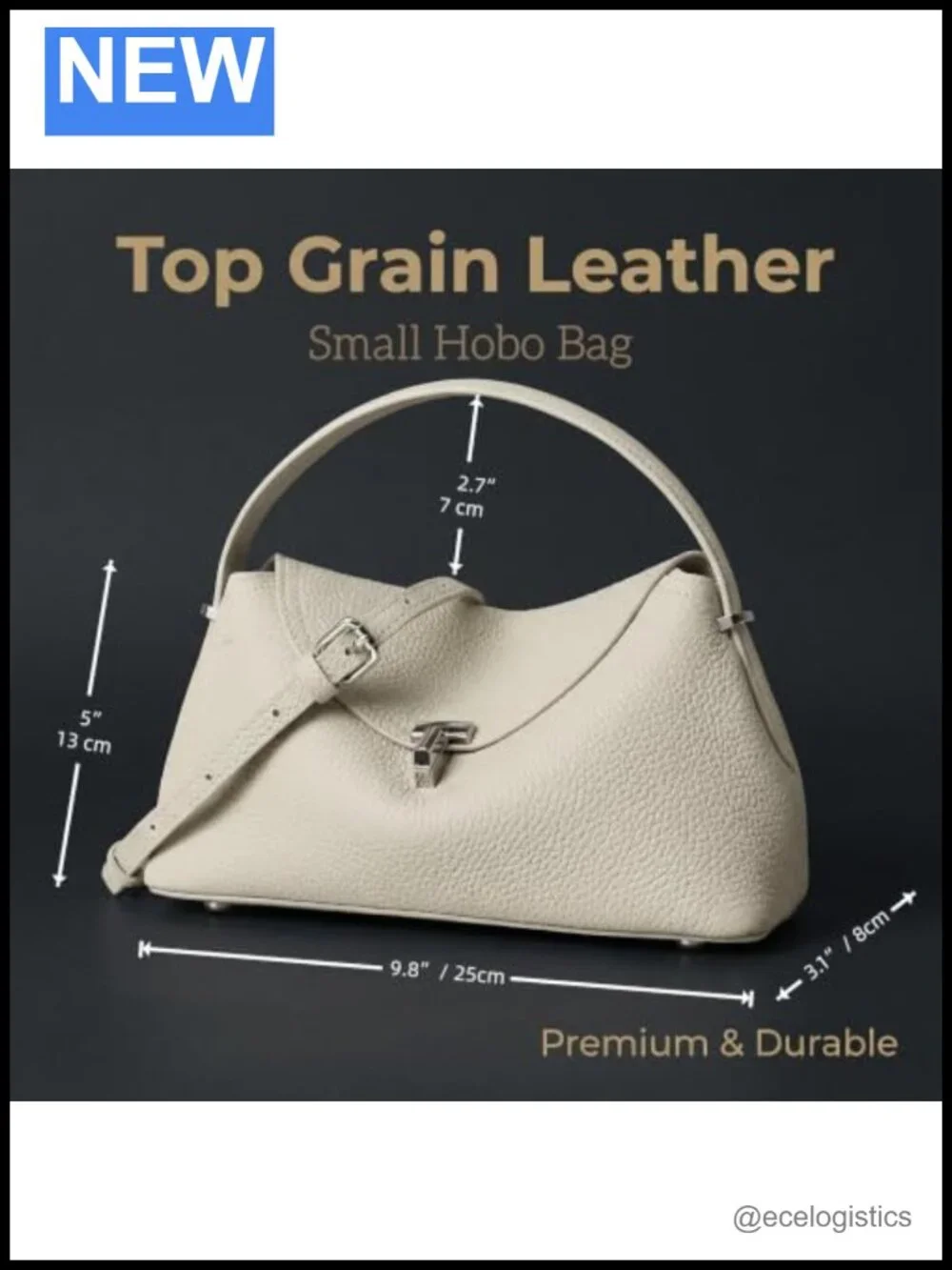 Top Grain Leather Hobo Bag Adjustable Strap Crossbody Handbag